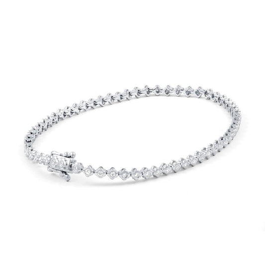 Bracciale Donna 3 Carati Taglio Rotondo Piccoli Vero Diamanti Oro Bianco 14K