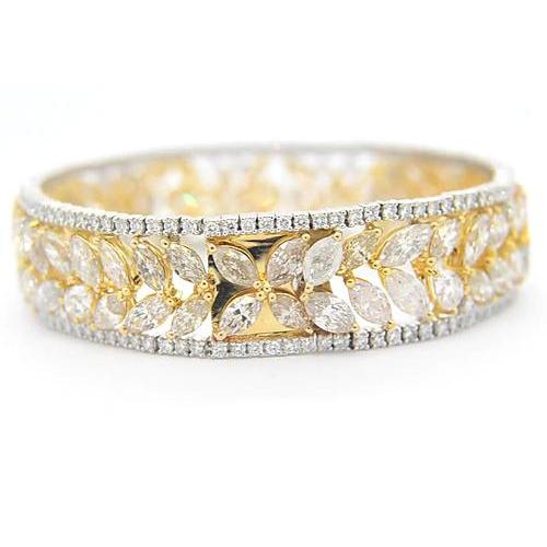 Bracciale Donna Con Vero Diamanti 40.50 Carati Gioielli Bicolore In Oro 14K