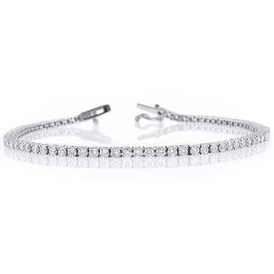 Bracciale Donna Tennis Piccolo Taglio Tondo Naturale Diamanti Carati 3.50 Oro Bianco