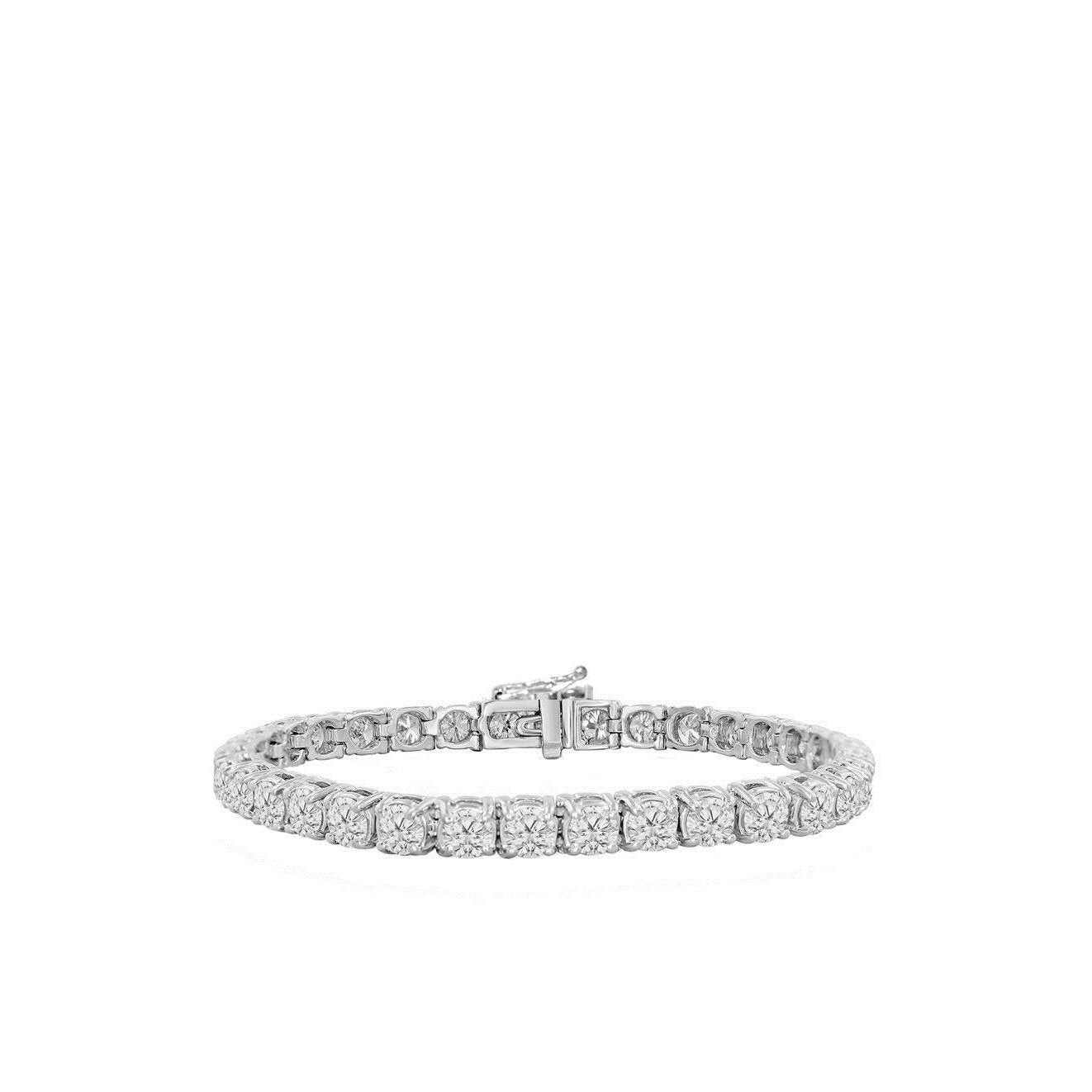 Bracciale In Oro Bianco 14K Con Genuino Diamanti Taglio Brillante Brillante 9.60 Carati