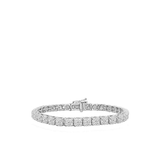 Bracciale In Oro Bianco 14K Con Genuino Diamanti Taglio Brillante Brillante 9.60 Carati