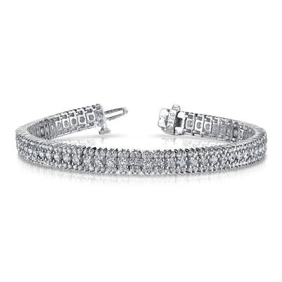 Bracciale In Oro Bianco 14K Con Naturale Diamanti Tondi Taglio Brillante Da 11 Ct