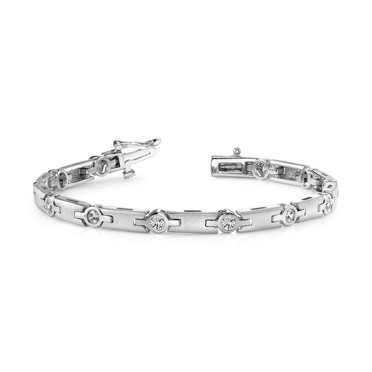 Bracciale In Oro Bianco Massiccio Con Naturale Diamanti Con Castone A Taglio Rotondo Da 6 Ct