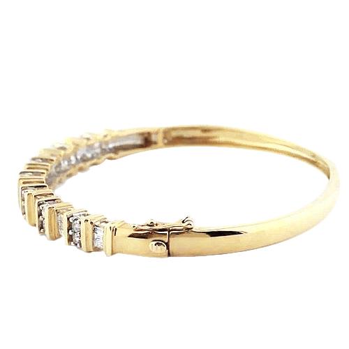 Bracciale Rigido In Oro Giallo Con Vero Diamanti 6 Carati Gioielli Da Donna Novità