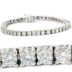 Bracciale Tennis 10.80 Carati Con Vero Diamanti Tondi Taglio Brillante E Oro Bianco 14K