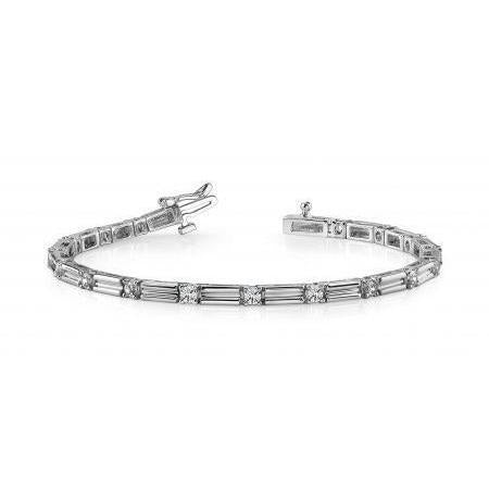 Bracciale Tennis 2.55 Carati Vero Diamanti Taglio Rotondo Oro Bianco 14K