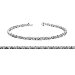 Bracciale Tennis 5 Carati Genuino Diamanti Taglio Rotondo Oro Bianco 14K Gioielli