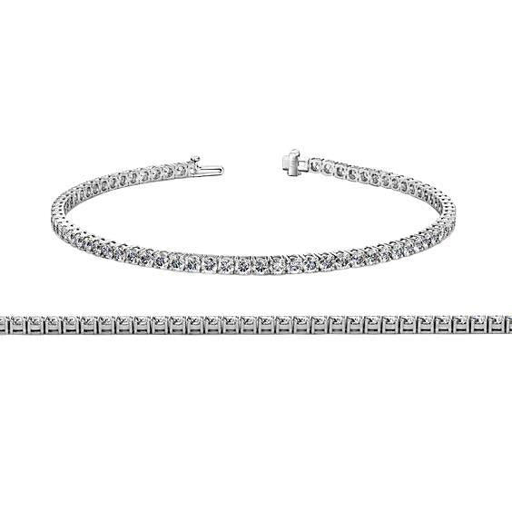 Bracciale Tennis 5 Carati Vero Diamanti Taglio Rotondo Oro Bianco 14K Gioielli