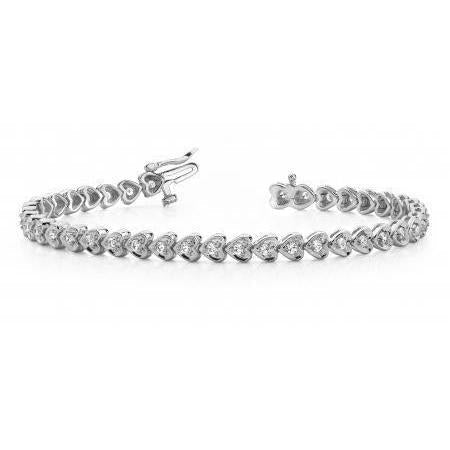 Bracciale Tennis A Forma Di Cuore In Oro Bianco 14K Con Naturale Diamanti A Taglio Rotondo Da 6 Ct