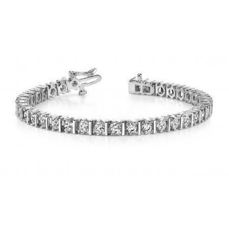 Bracciale Tennis Con Genuino Diamanti Rotondi Incastonati A 2 Punte 7.60 Carati In Oro Bianco 14K