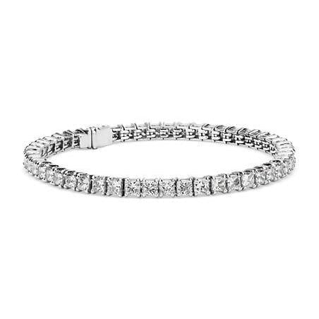 Bracciale Tennis Con Genuino Diamanti Taglio Rotondo. Gioielli In Oro Bianco Massiccio 9 Ct