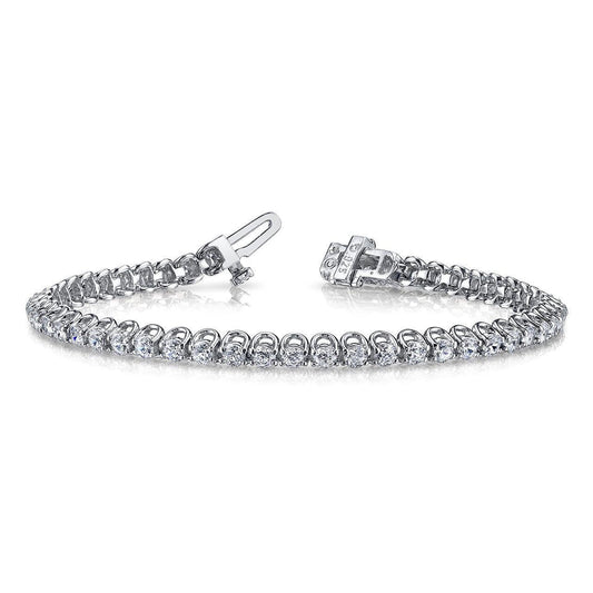 Bracciale Tennis Con Maglie Tonde. 7.50 Ct Di Naturale Diamanti A Taglio Rotondo. Oro Bianco 14K