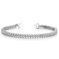 Bracciale Tennis Con Naturale Diamanti Taglio Rotondo Gioielli Da Donna In Oro Bianco 6 Carati