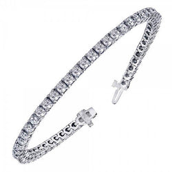 Bracciale Tennis Con Naturale Diamanti Taglio Rotondo Gioielli In Oro Bianco 8.10 Carati