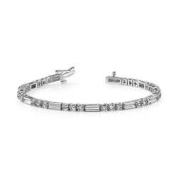 Bracciale Tennis Con Triplo Vero Diamante Tondo Incastonato Da 6 Carati In Oro Bianco 14K