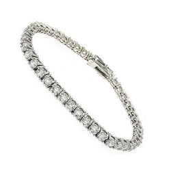 Bracciale Tennis Con Vero Diamante a Taglio Rotondo Da 6 Carati in Oro Bianco 14 Carati