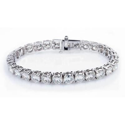 Bracciale Tennis Con Vero Diamanti Taglio Brillante Rotondo 12 Carati Oro Bianco 14K