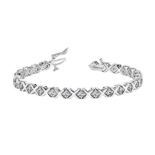 Bracciale Tennis Da 3.75 Carati Con Vero Diamanti Rotondi Stile X In Oro Bianco 14K
