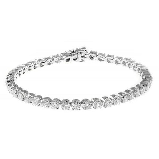 Bracciale Tennis Da 6.30 Carati Con Vero Diamanti Scintillanti Taglio Rotondo Oro Bianco