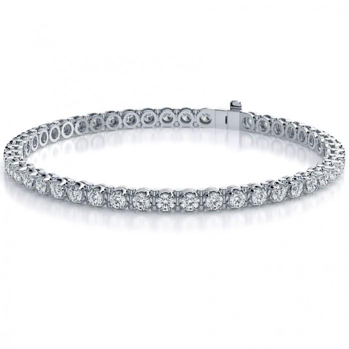 Bracciale Tennis Da 7.20 Carati Con Punta Rotonda E Naturale Diamanti. Oro Bianco 14K