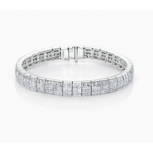 Bracciale Tennis Da 8.75 Carati Con Naturale Diamanti Taglio Rotondo Piccolo Oro Bianco 14K