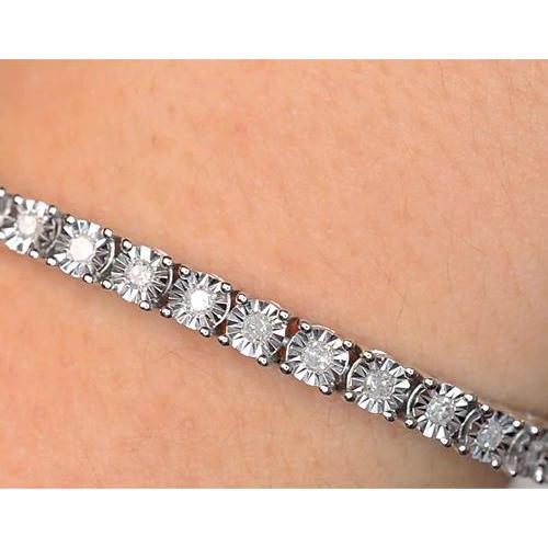 Bracciale Tennis Da Donna Con Vero Diamanti 5 Carati In Oro Bianco 14K Con Taglio A Diamante