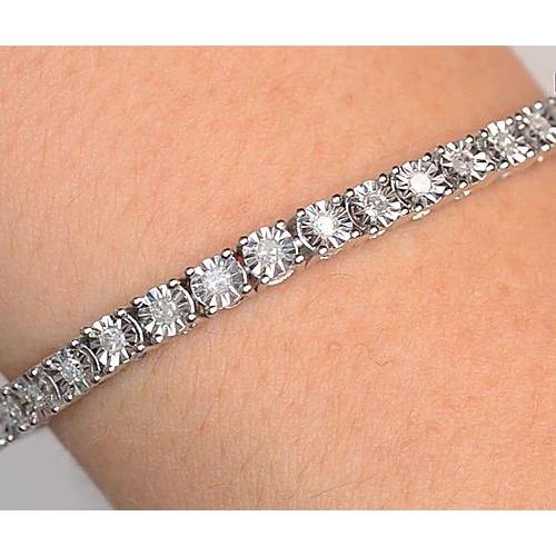 Bracciale Tennis Da Donna Con Vero Diamanti 5 Carati In Oro Bianco 14K Con Taglio A Diamante