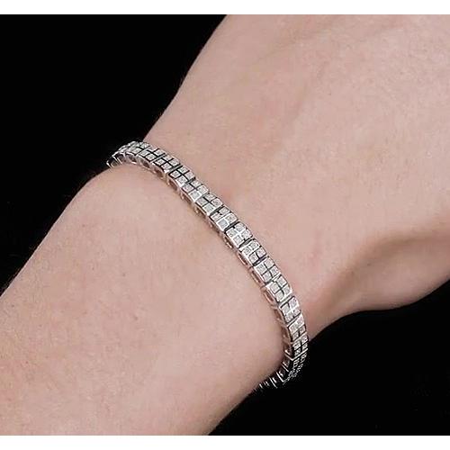 Bracciale Tennis Da Donna Con Vero Diamanti. Oro Bianco 8 Carati 14K