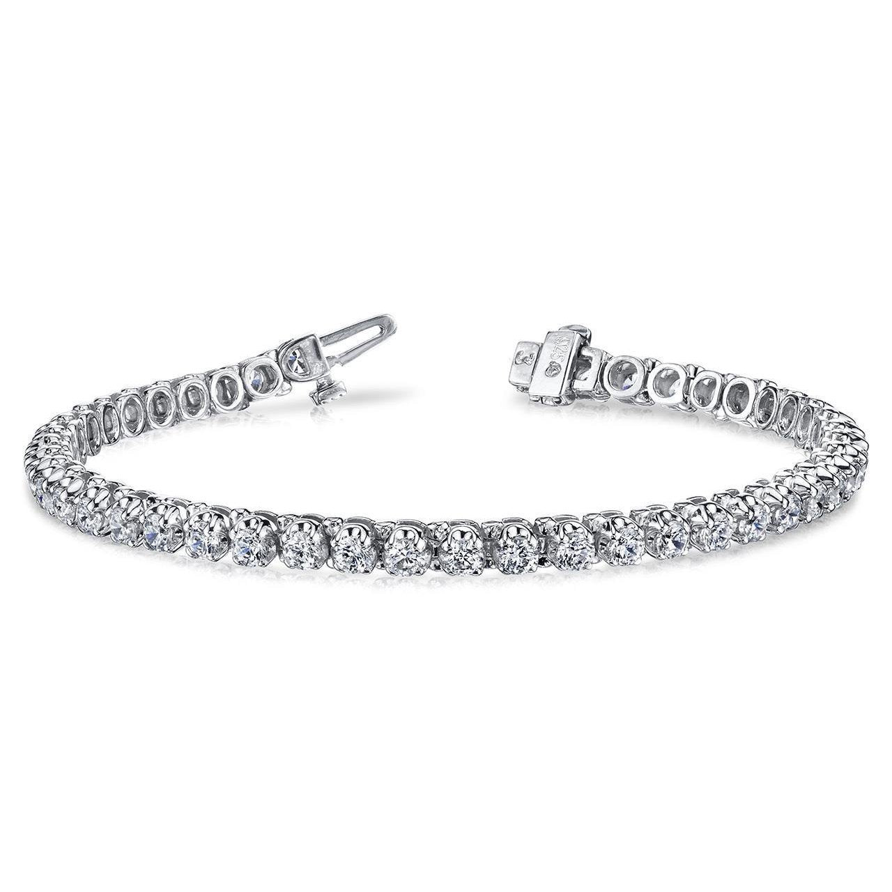 Bracciale Tennis Da Donna In Oro Bianco 14K Con Naturale Diamanti Incastonati 9 Carati