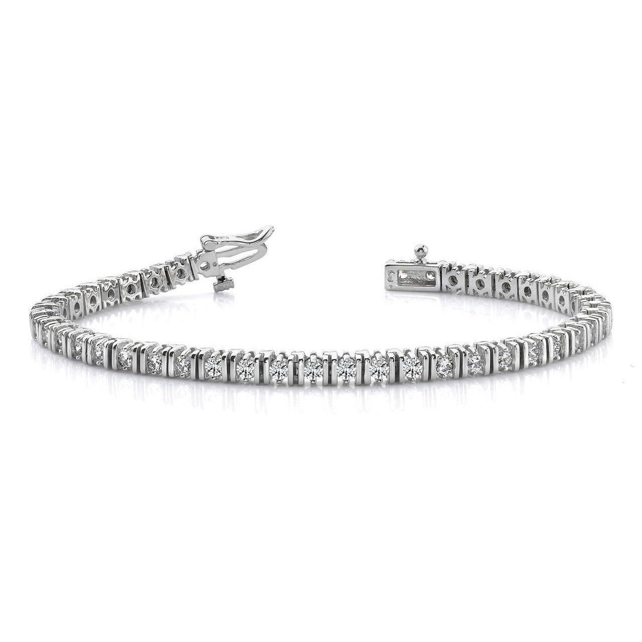 Bracciale Tennis Da Donna In Oro Bianco A Doppia Maglia Con Vero Diamanti A Taglio Rotondo Da 6.75 Ct