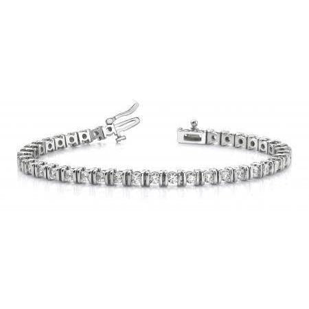 Bracciale Tennis Da Donna In Oro Bianco Con Genuino Diamanti A Taglio Rotondo Scintillante Da 4 Ct