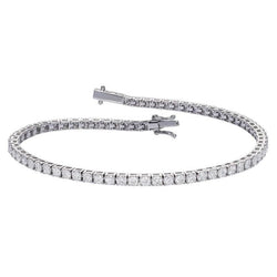 Bracciale Tennis Da Donna In Oro Bianco Con Genuino Diamanti Incastonati 4.20 Carati