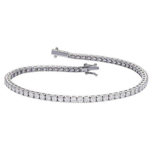 Bracciale Tennis Da Donna In Oro Bianco Con Genuino Diamanti Incastonati 4.20 Carati