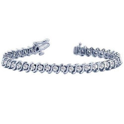 Bracciale Tennis Da Donna In Oro Bianco Con Maglie A S Con Vero Diamanti Tondi Da 8 Ct