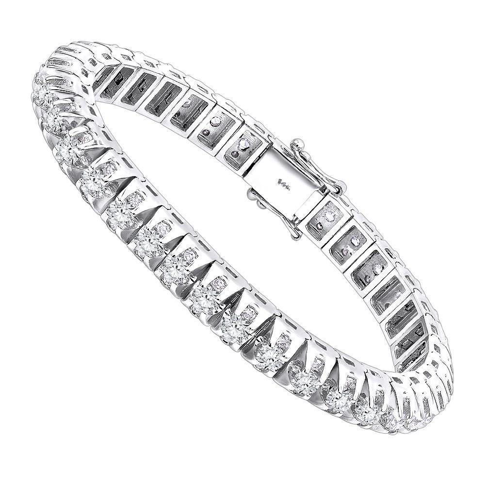 Bracciale Tennis Da Uomo Con Genuino Diamanti Taglio Rotondo 12 Carati WG 14K