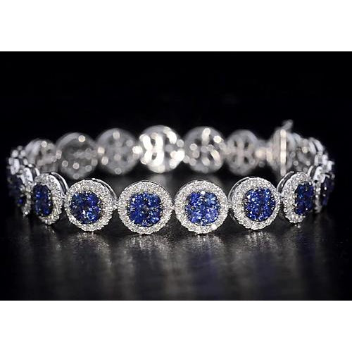 Bracciale Tennis Diamante Gioielli Zaffiro Blu Ceylon