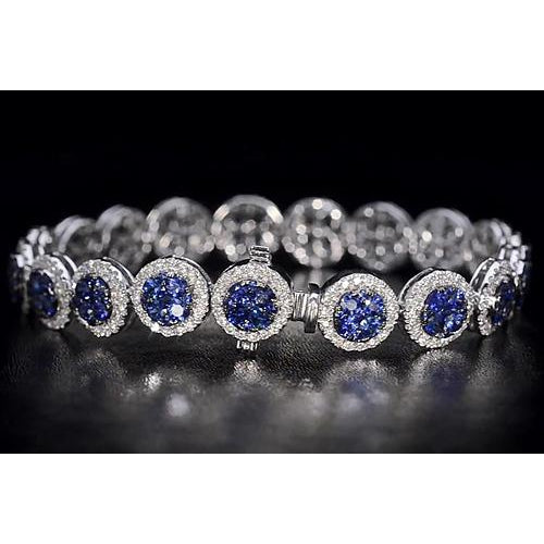 Bracciale Tennis Diamante Gioielli Zaffiro Blu Ceylon