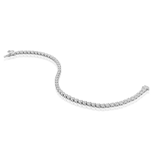 Bracciale Tennis Donna 3.50 Carati Genuino Diamanti Piccoli Oro Bianco 14K Novità