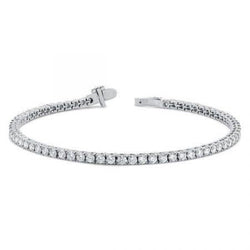 Bracciale Tennis Donna In Oro Bianco 14K . Con Vero Diamanti Taglio Rotondo 4.55 Carati