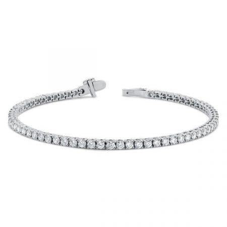 Bracciale Tennis Donna In Oro Bianco 14K . Con Vero Diamanti Taglio Rotondo 4.55 Carati