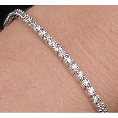 Bracciale Tennis Genuino Diamante 8 Carati Polo Donna Gioielli In Oro Bianco 14K