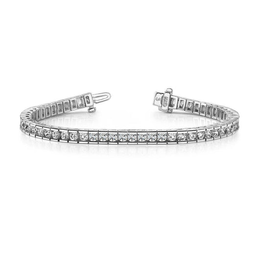 Bracciale Tennis In Oro Bianco 14K 6 Ct Con Splendidi Genuino Diamanti Taglio Rotondo Novità