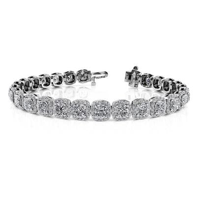 Bracciale Tennis In Oro Bianco 14K Con Cuscino E Naturale Diamanti A Taglio Rotondo Da 19 Ct