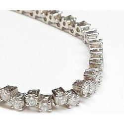 Bracciale Tennis In Oro Bianco 14K Con Genuino Diamanti A Taglio Rotondo Da 15 Ct