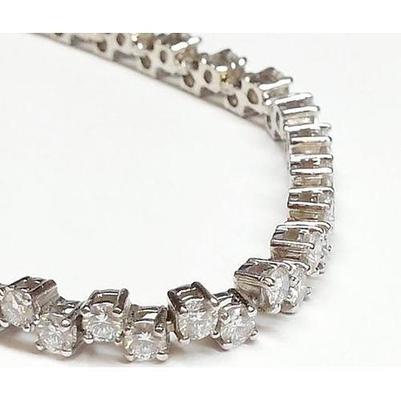 Bracciale Tennis In Oro Bianco 14K Con Genuino Diamanti A Taglio Rotondo Da 15 Ct