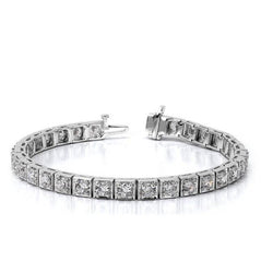 Bracciale Tennis In Oro Bianco 14K Con Genuino Diamanti A Taglio Rotondo Da 4.80 Carati Novità