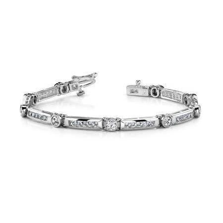 Bracciale Tennis In Oro Bianco 14K Con Genuino Diamanti Scintillanti Da 14.4 Ct