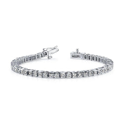 Bracciale Tennis In Oro Bianco 14K Con Genuino Diamanti Taglio Principessa E Rotondo 10 Ct