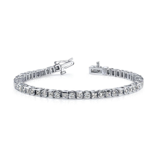 Bracciale Tennis In Oro Bianco 14K Con Genuino Diamanti Taglio Principessa E Rotondo 10 Ct