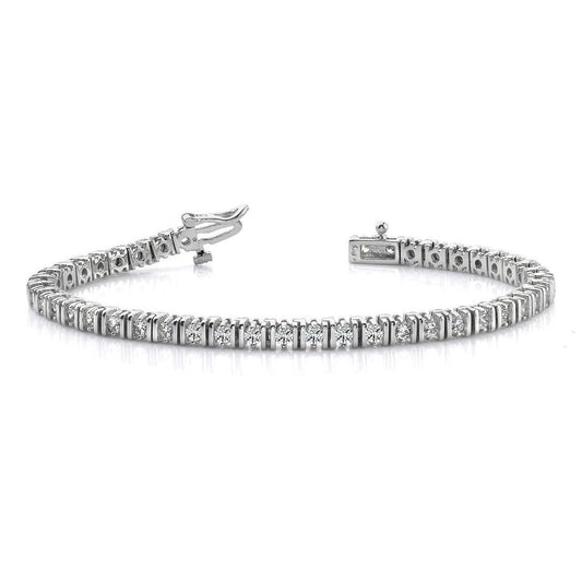 Bracciale Tennis In Oro Bianco 14K Con Genuino Diamanti Taglio Rotondo Scintillante 4 Carati